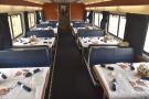 Here's the inside of a Superliner dining car, specifically the one on the California Zephyr.