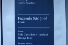 Blueprint describes its Fazenda São José as 'milk chocolate, hazelnuts and orange rind'.