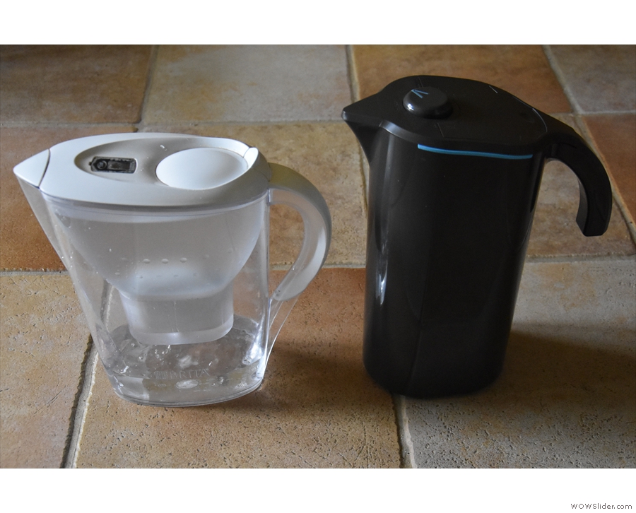 I use a water filter at home (left), and I also have a Peak Water filter (right).