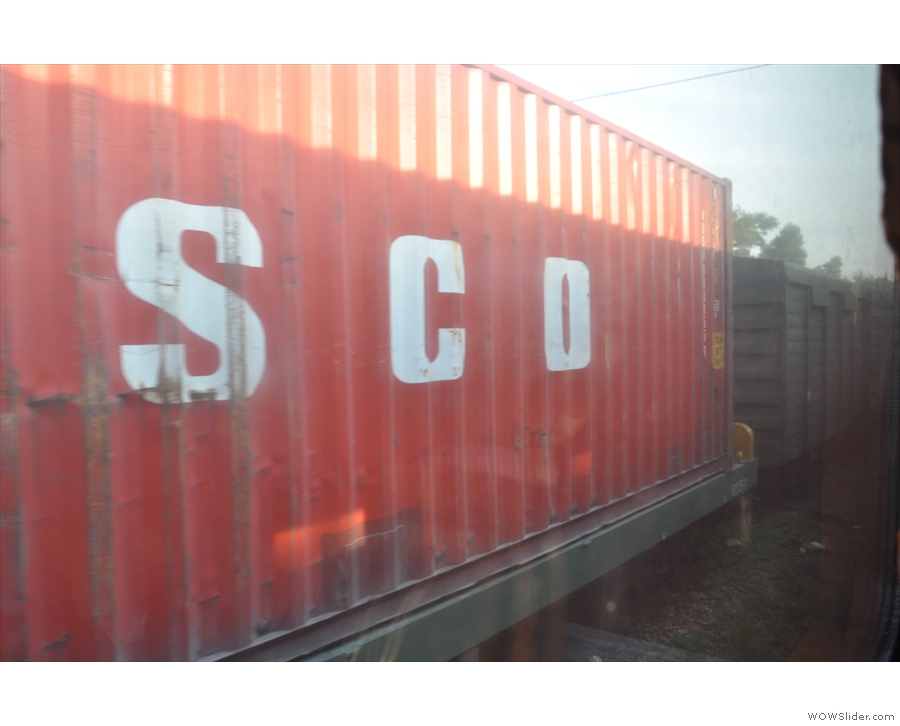 While we were in Quảng Ngãi, we were passed by a rare freight train.