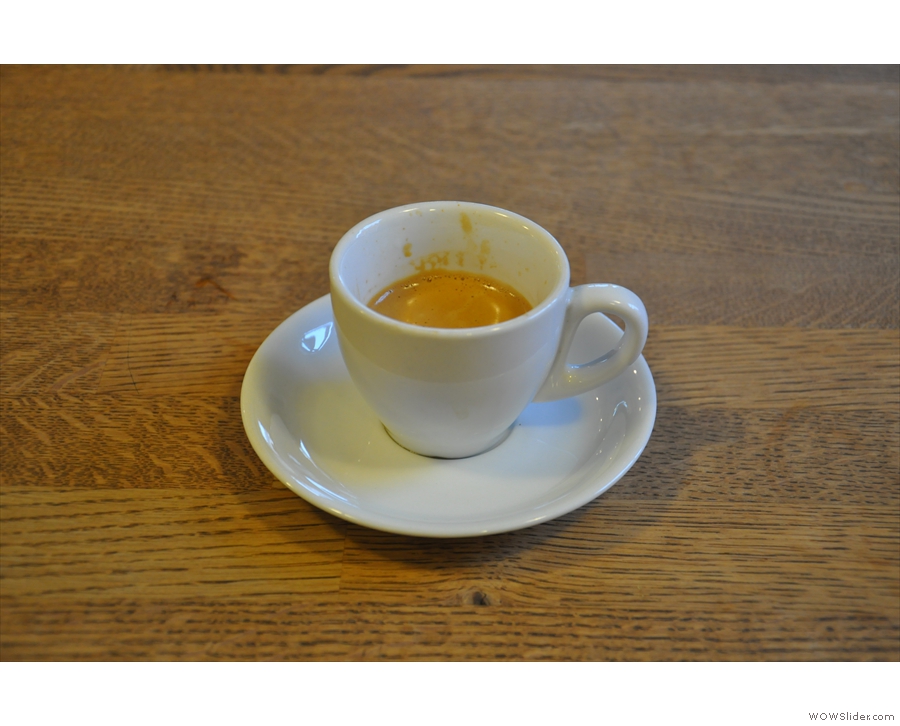 Down to business: my espresso, served in a classic white cup