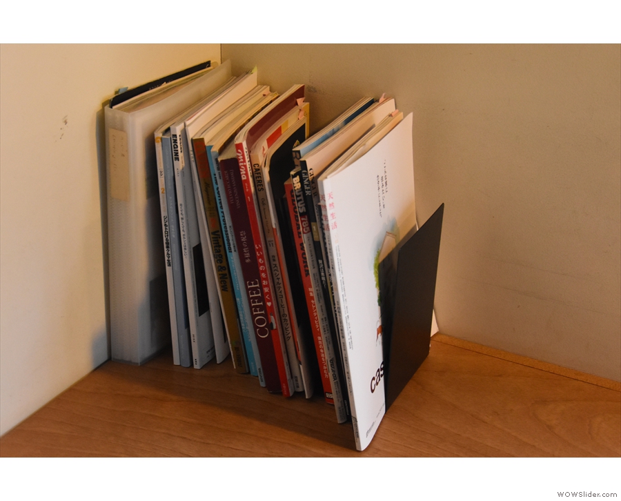Other neat features include this small bookshelf in the upstairs seating area...