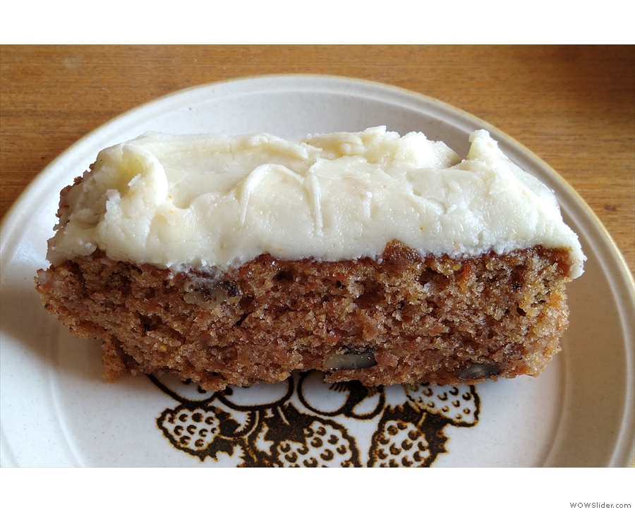 ... a slice of carrot and organge cake which I had at home with my daily espresso.