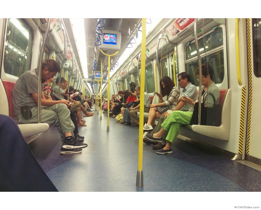 A rare quiet moment on the metro, out in the New Territories. It's normally not this empty.