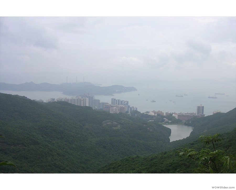 The view from the south side, overlooking Pok Fu Lam with Lamma Island in the distance.