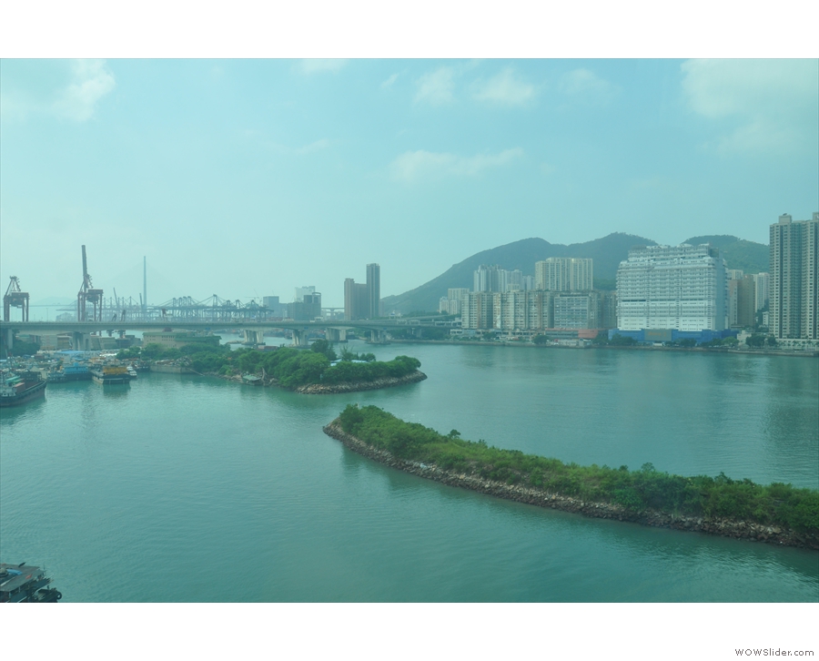 You get some impressive views of urban Hong Kong on the left of the train...