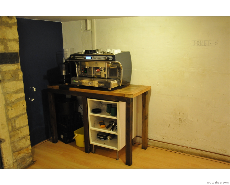 Complete with espresso machine. If you want an excuse to explore, the toilets are down here!