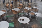 The outdoor seating at the Boston Tea Party, Bath. It rained a lot that day!