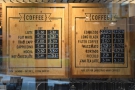 ... behind which are the menu boards for coffee to go.