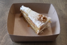 I also had the last slice of the carrot cake, served on a disposable, cardboard plate.