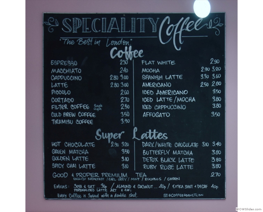 ... its offerings. This is the new coffee and hot drinks menu (on the left)...
