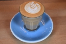 On my first visit, in 2019, I had a cortado, which came in a glass...