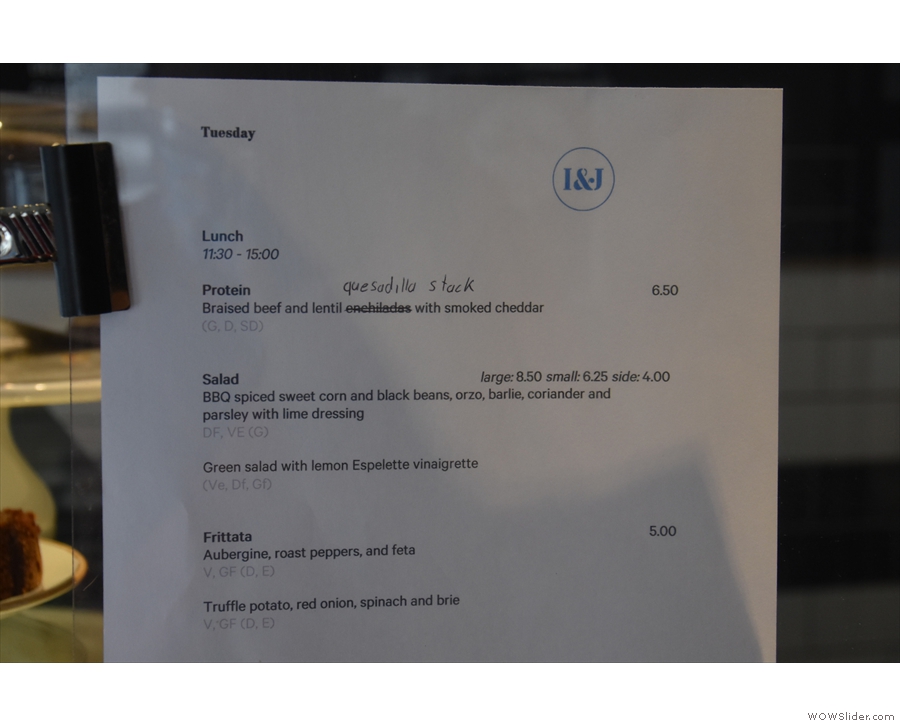 ... while the daily lunch menu is stuck on the Perspex screens these days.