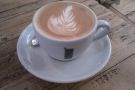 And my decaf flat white.