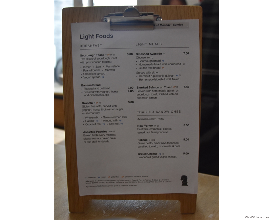 There's also an all-day light food menu...