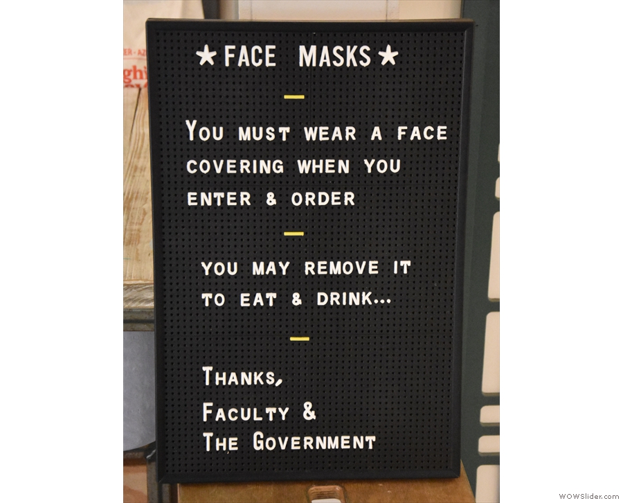 ... which reminds you that you need the wear a mask when ordering.