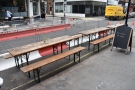 The red-and-white barriers are newly-installed by Westminster Council, allowing Kaffeine...