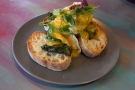 I, however, was sitting in, enjoying the Eggs Florentine for lunch...