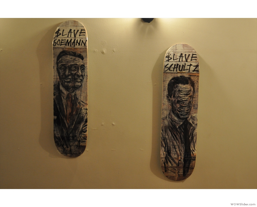 The artwork here is drawn on skate boards.