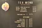 A fine selection of tea, but not what we want...