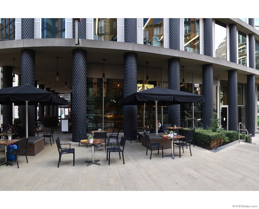An alternative is to rely on existing outdoor seating, like Notes at King's Cross.