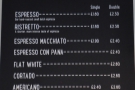 Meanwhile, the espresso menu has its own section.
