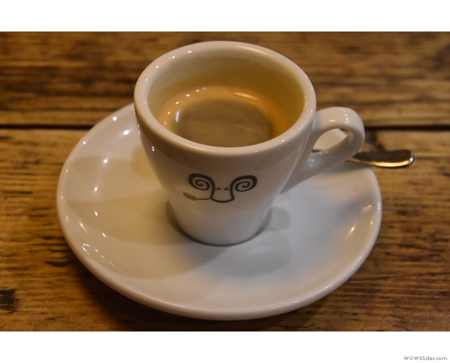 I visited twice. On my first visit, in September, I had the guest espresso...