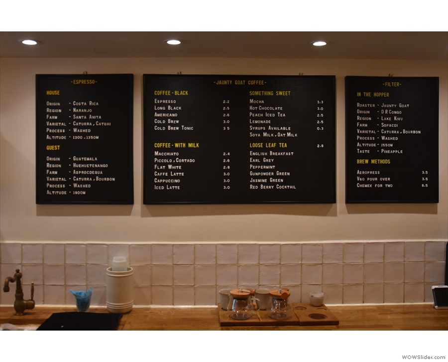 ... and here are the menus from 2020. Note the sandwich grill and soup pot have gone.
