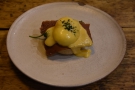 ... and the Eggs Benedict with vegan bacon, which came on its own...