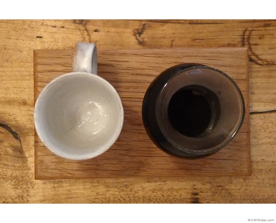 ... through the V60 and served in a carafe, with the cup on the side, all presented on...