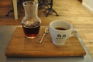 ... followed with a pour-over, beautifully presented in a carafe. Cool cup, by the way.