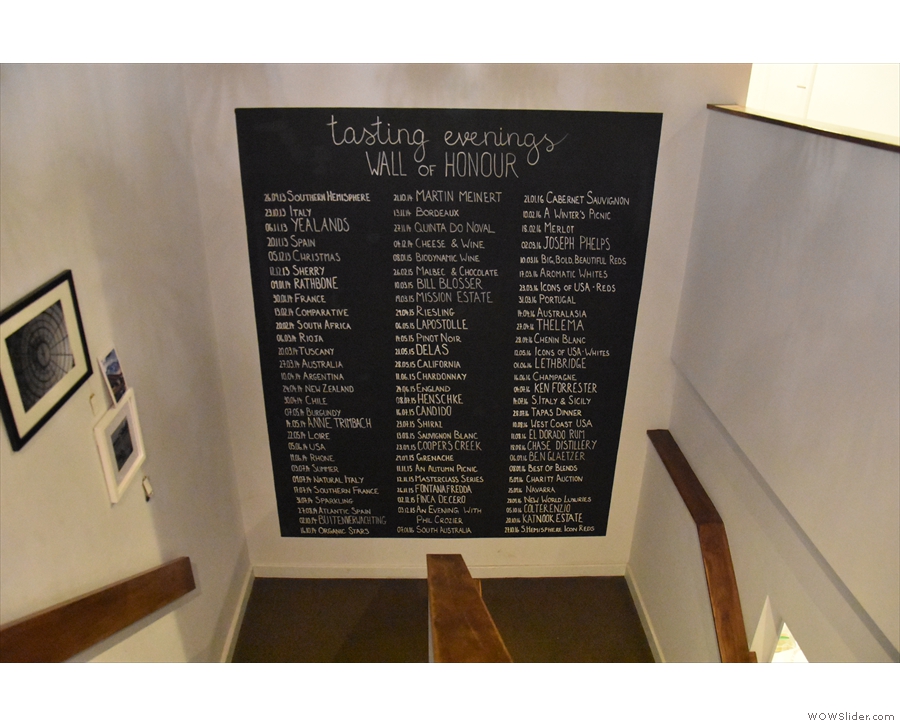 It has a couple of neat features, including this tasting evenings wall of honour...