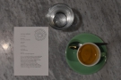 ... served with a glass of water and some notes from the roasters, Wood St Coffee.