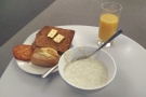 Breakfast at the lounge at Terminal 5. The porridge was excellent!