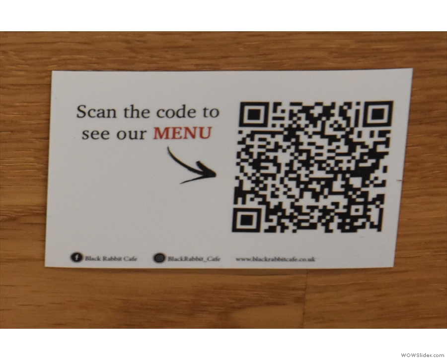 ... although you can also scan the QR Codes on the tables to view it online.