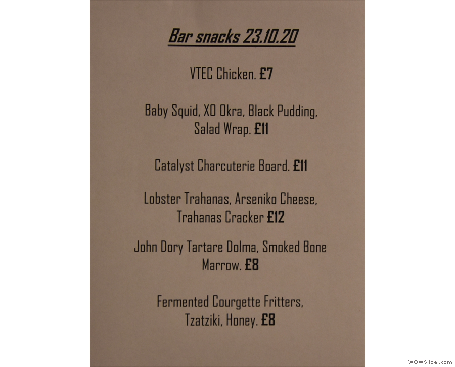 There's also a separate food menu for Friday evenings...
