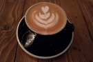 I also had a pair of flat whites, this decaf one with my dinner...