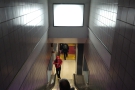 The descent from the concourse to the platform at New York Penn Station. The photo is...