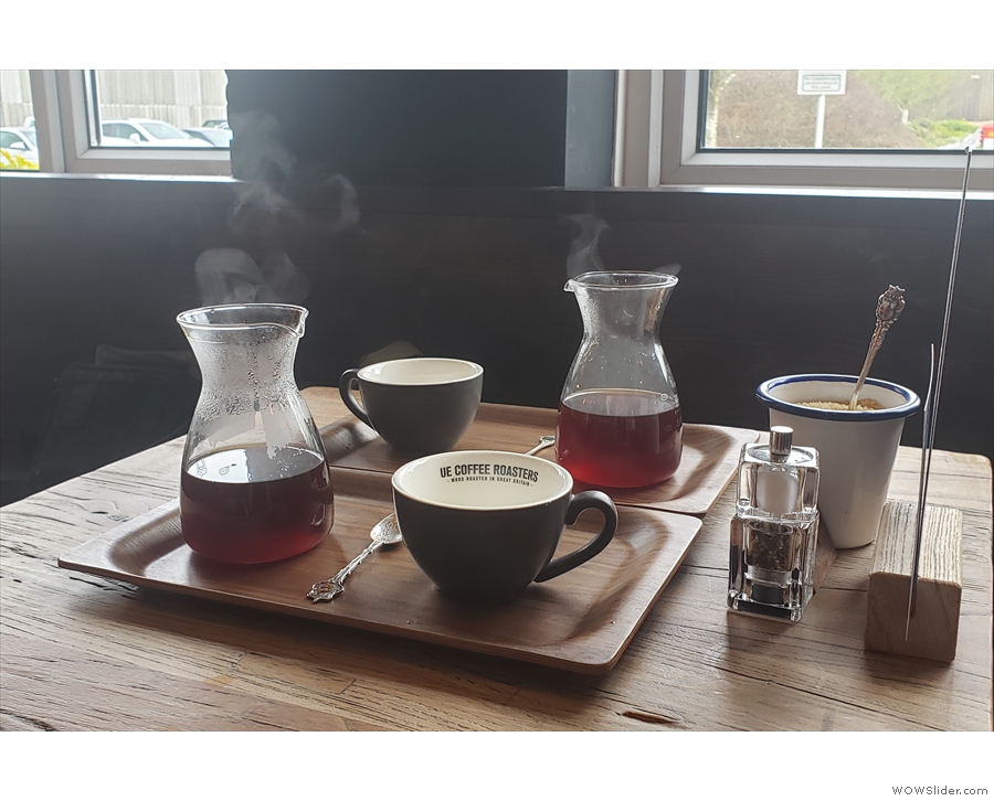 February: enjoying a pair of V60s with Amanda at Ue Coffee Roastery Cafe & Kitchen.