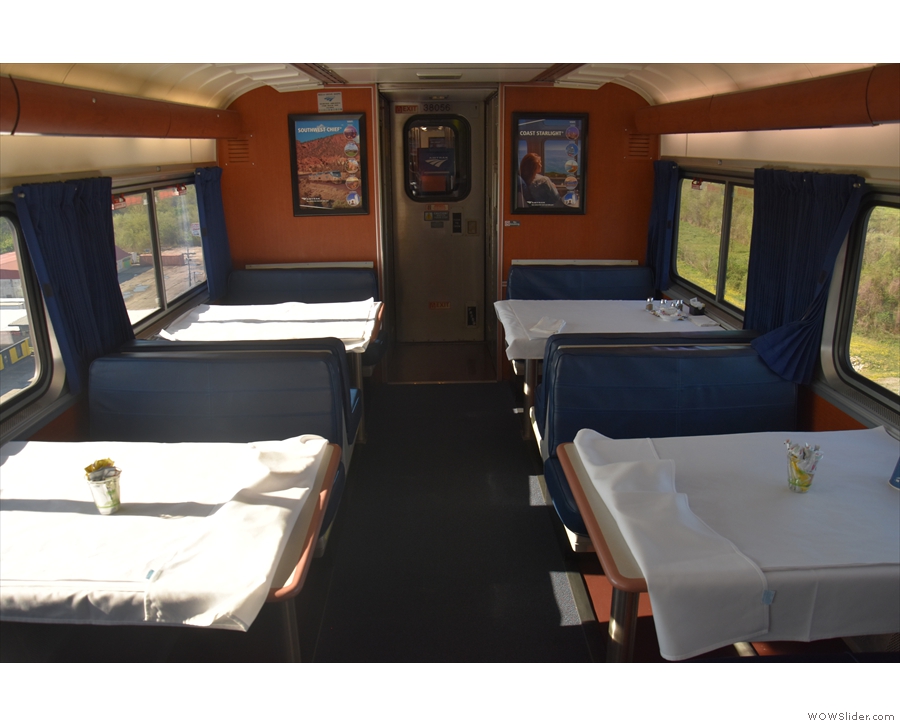 At 12:15, I went down to the dining car...