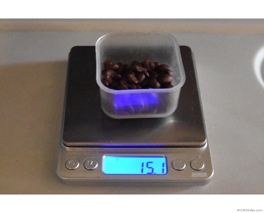 Here are some beans I weighed out earlier (scales don't work when the train is moving)...