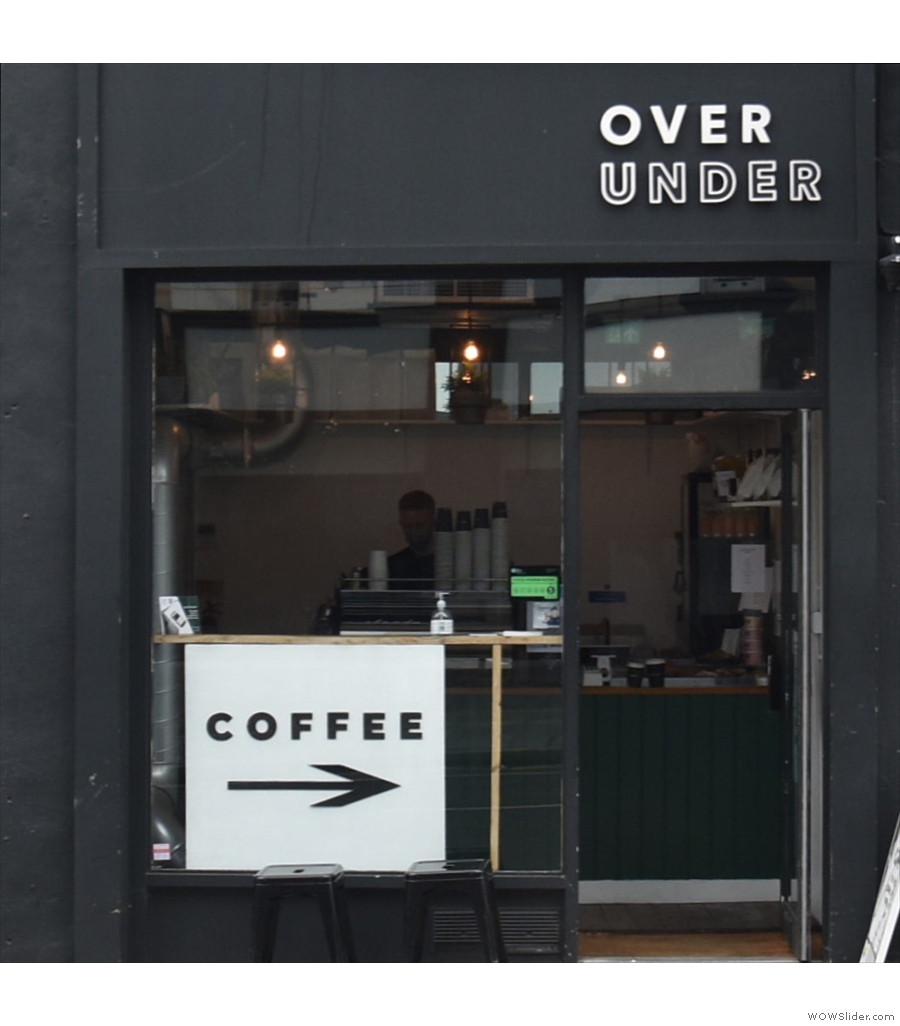 Over Under Coffee, West Brompton, a cube-shaped takeaway coffee bar.