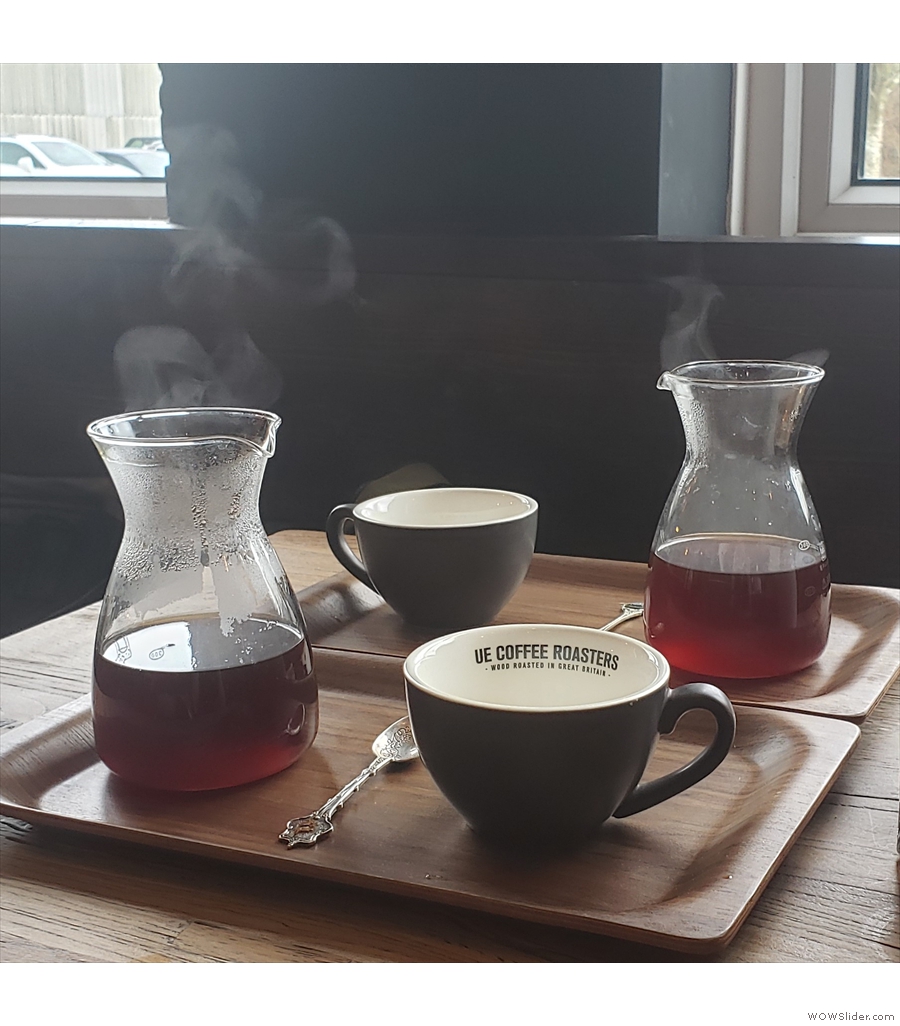 A pair of wonderful pour-overs from the Ue Coffee Roastery Cafe & Kitchen.