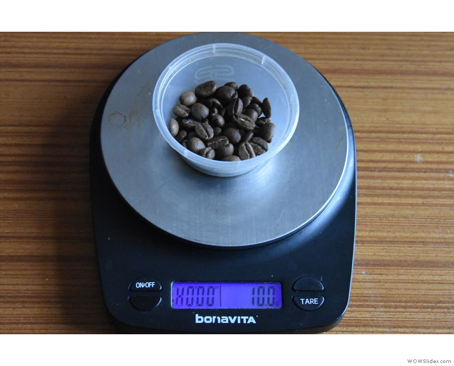... and some scales to weight out the coffee. This is the washed coffee...