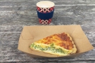My coffee, a latte, and my lunch (spinach quiche).