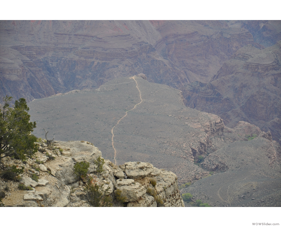 ... Bright Angel Trail follows to the river. The trail you can see leads to Plateau Point...
