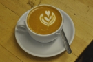 My reward: a lovely flat white made for me by James, OCC's resident barista.