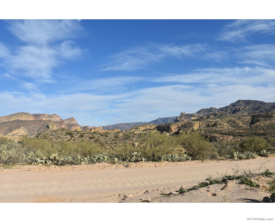 ... without the car in the way! I'm looking over a canyon to where the Apache Trail...