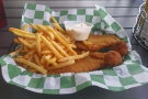 I had (local, I believe) catfish and fries, served in a basket.