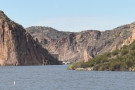 ... you'll see the Salt River as it flows west out of the lake, plus the Mormon Flat Dam.